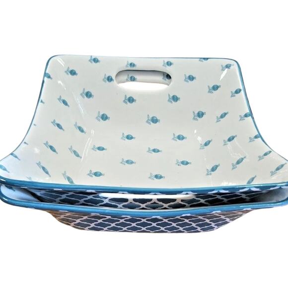 Certified Intl Bronson Pinchot Home White Square Serving Bowls Set/2 - Picture 3 of 5